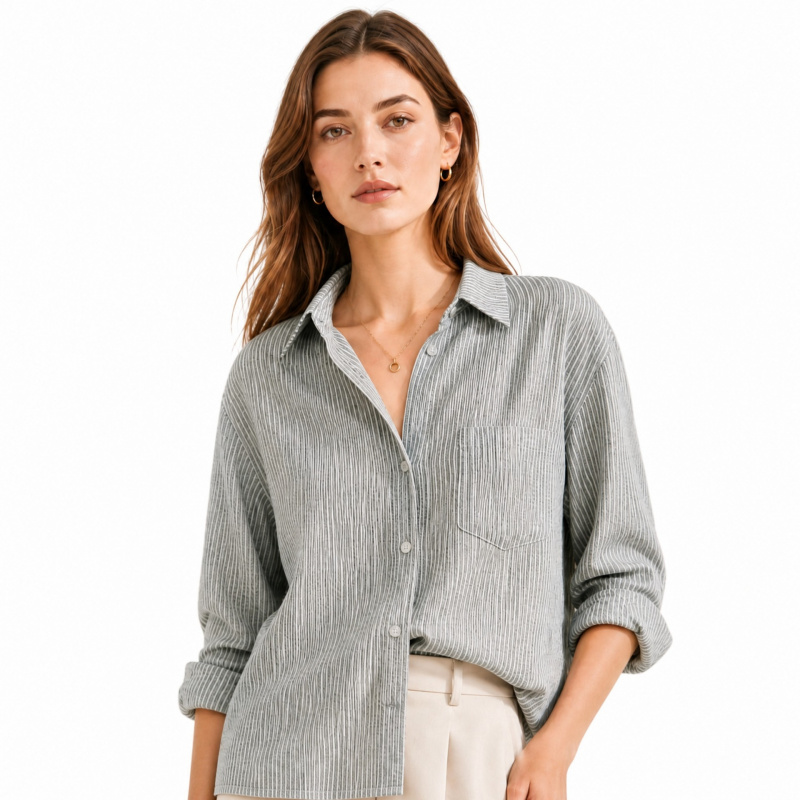 Japanese-style gray-white fine - Linen Shirt Breathable 评论和价格