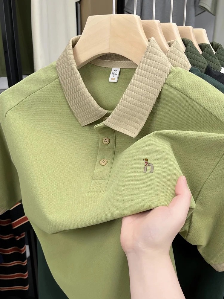 Luxury brand men's short sleev - Polo Shirt Pique 评论和价格