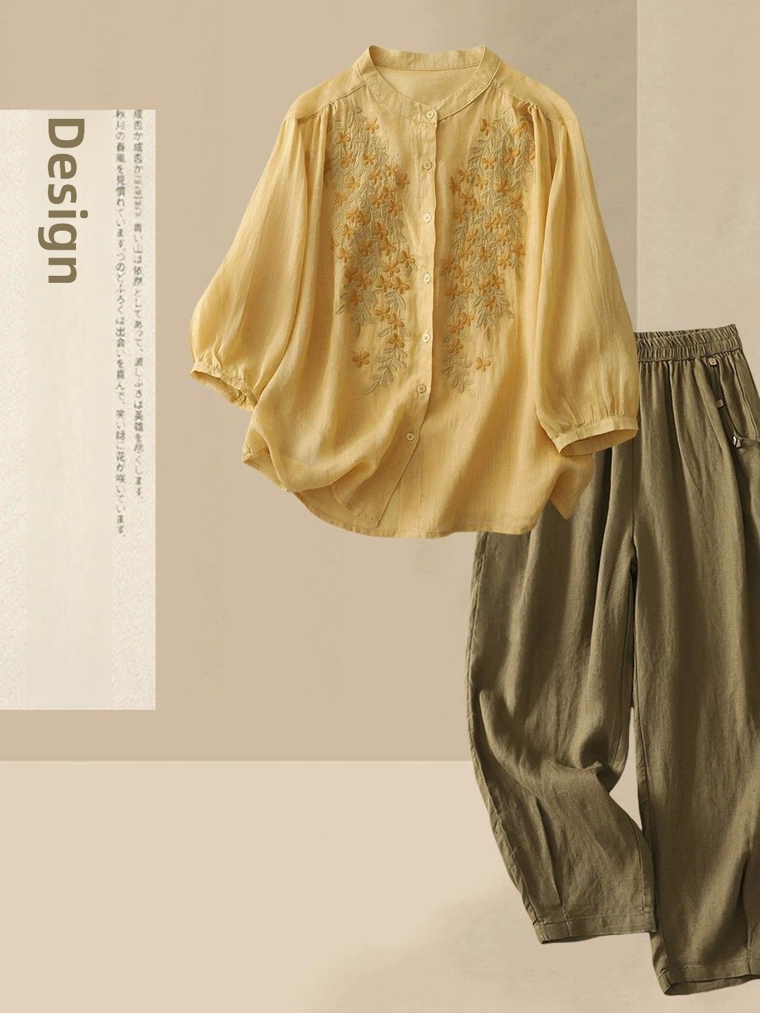 Summer Casual Cotton Linen Set - Linen Shirt Breathable 评论和价格