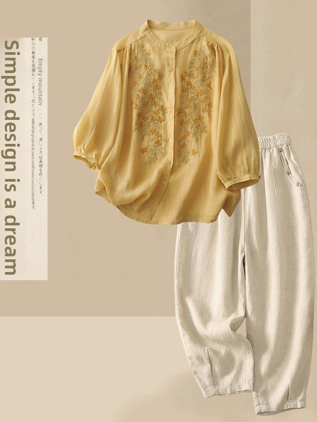 Summer Casual Cotton Linen Set - Linen Shirt Breathable 评论和价格