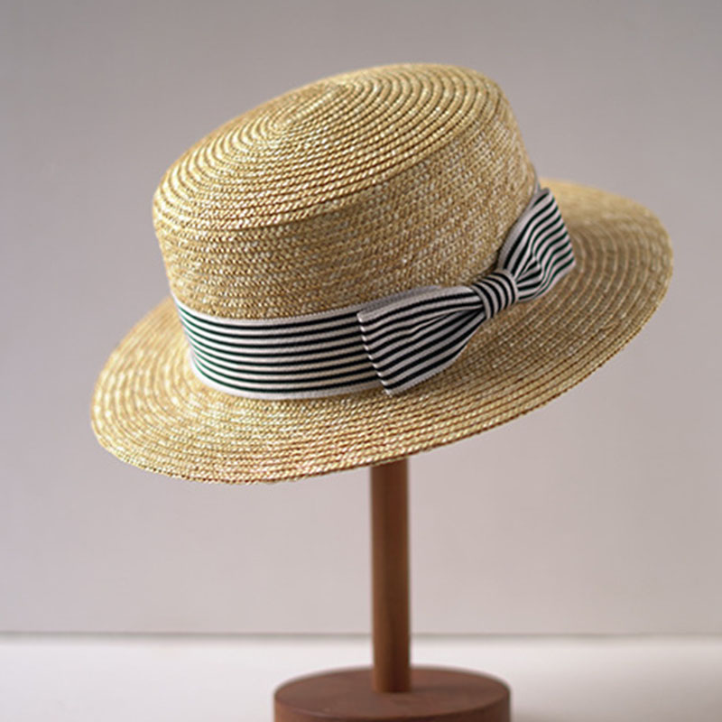Wide Brim Boater Hats Flat Top - Bucket Hat Straw 评论和价格