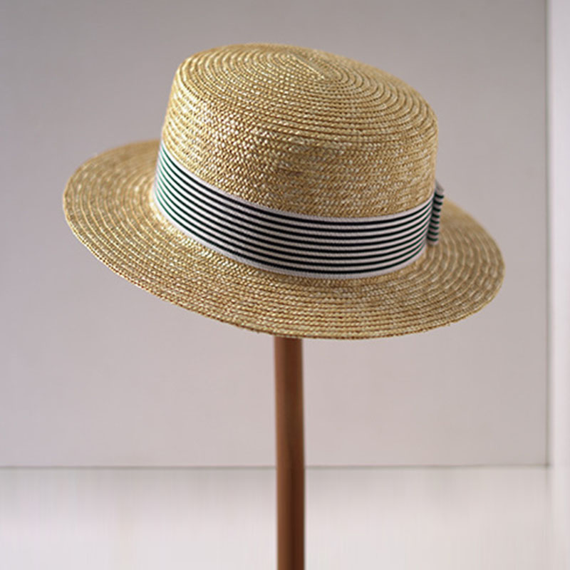 Wide Brim Boater Hats Flat Top - Bucket Hat Straw 评论和价格
