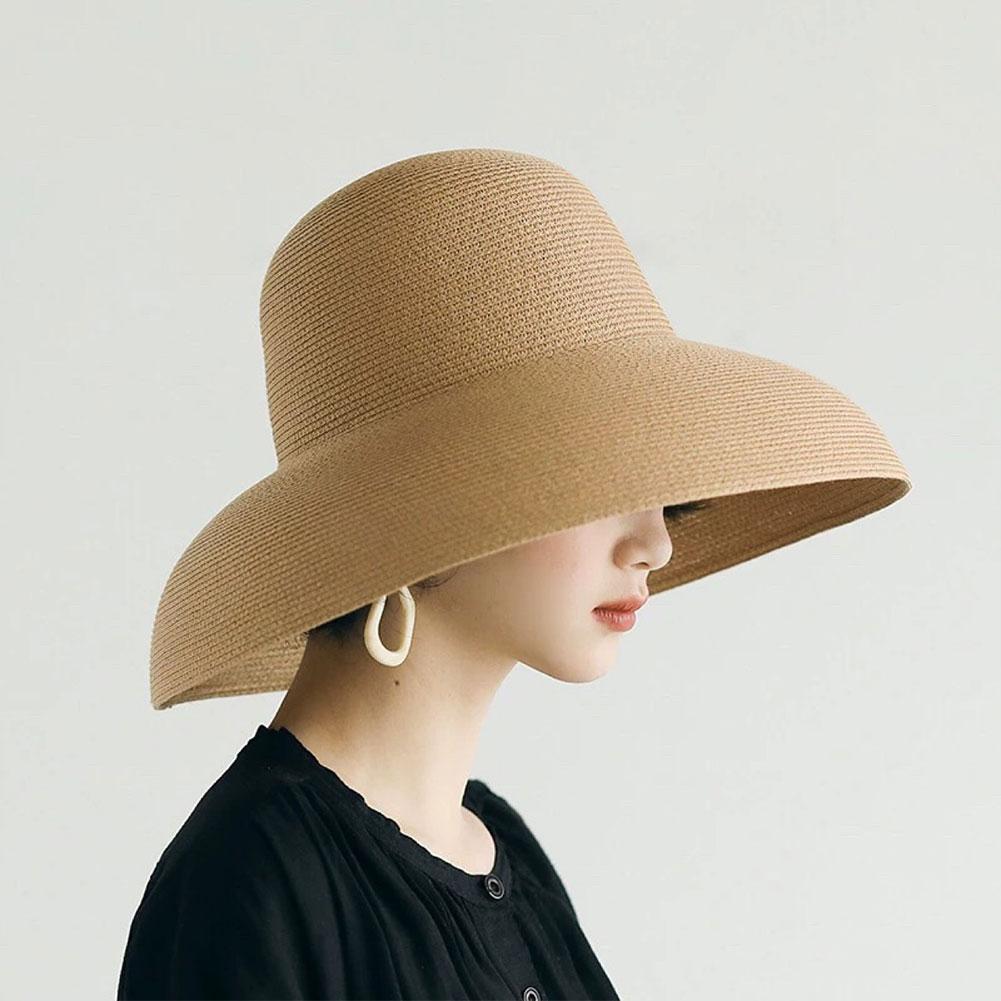 French Hepburn Style Wide Brim - Bucket Hat Straw 评论和价格