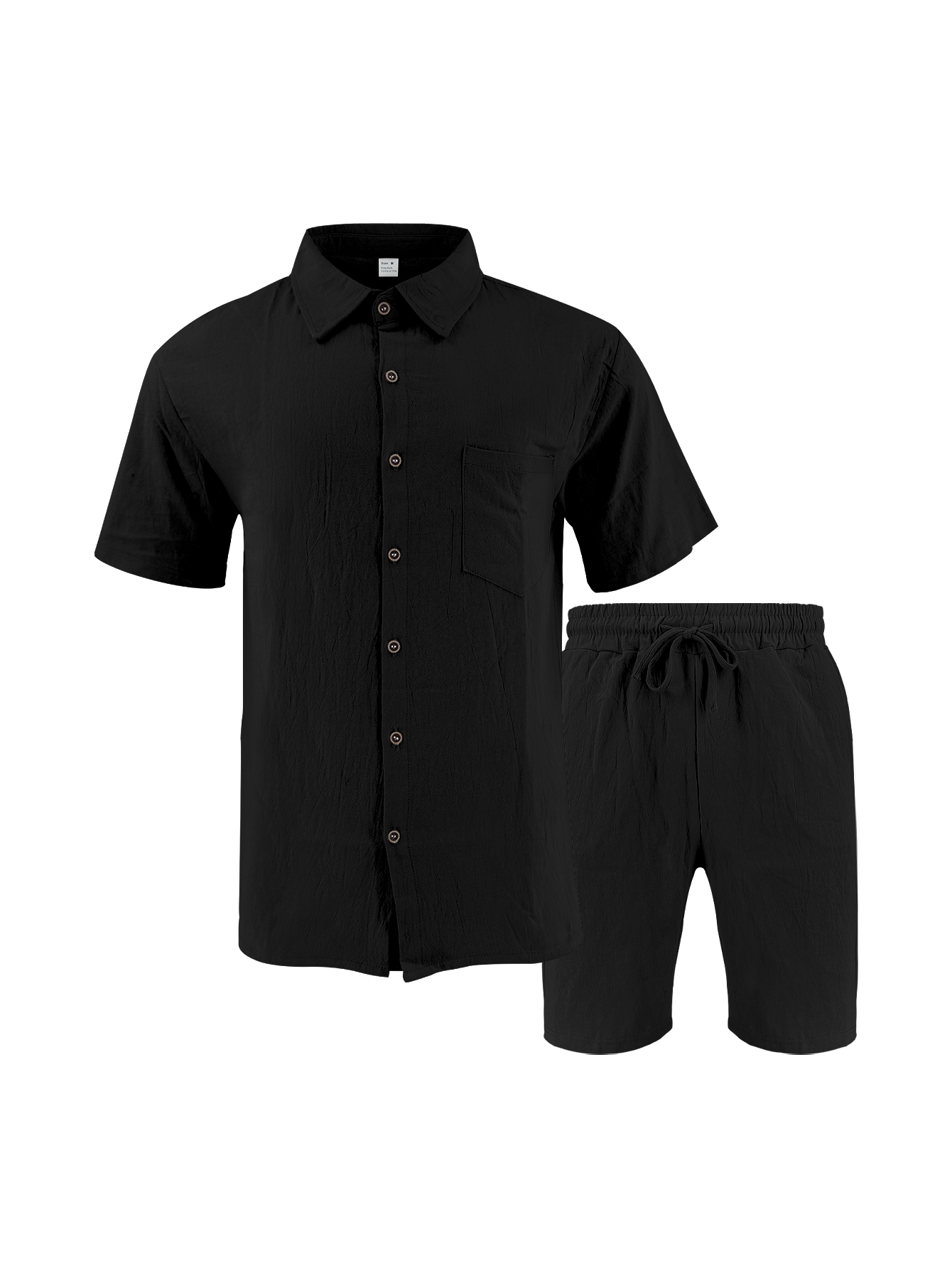 Men Linen Textured Two-Piece S - Linen Shirt Breathable 评论和价格